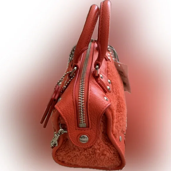 COACH RHYDER SATCHEL 18 IN SHEARLING AND LEATHER NWT - Picture 5 of 9